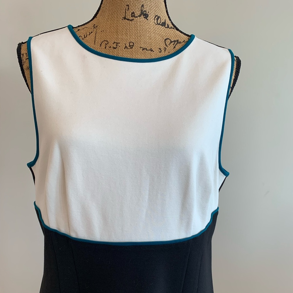 Ann Taylor sleeveless mini dress black/white/green - Picture 8 of 15